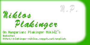 miklos plakinger business card